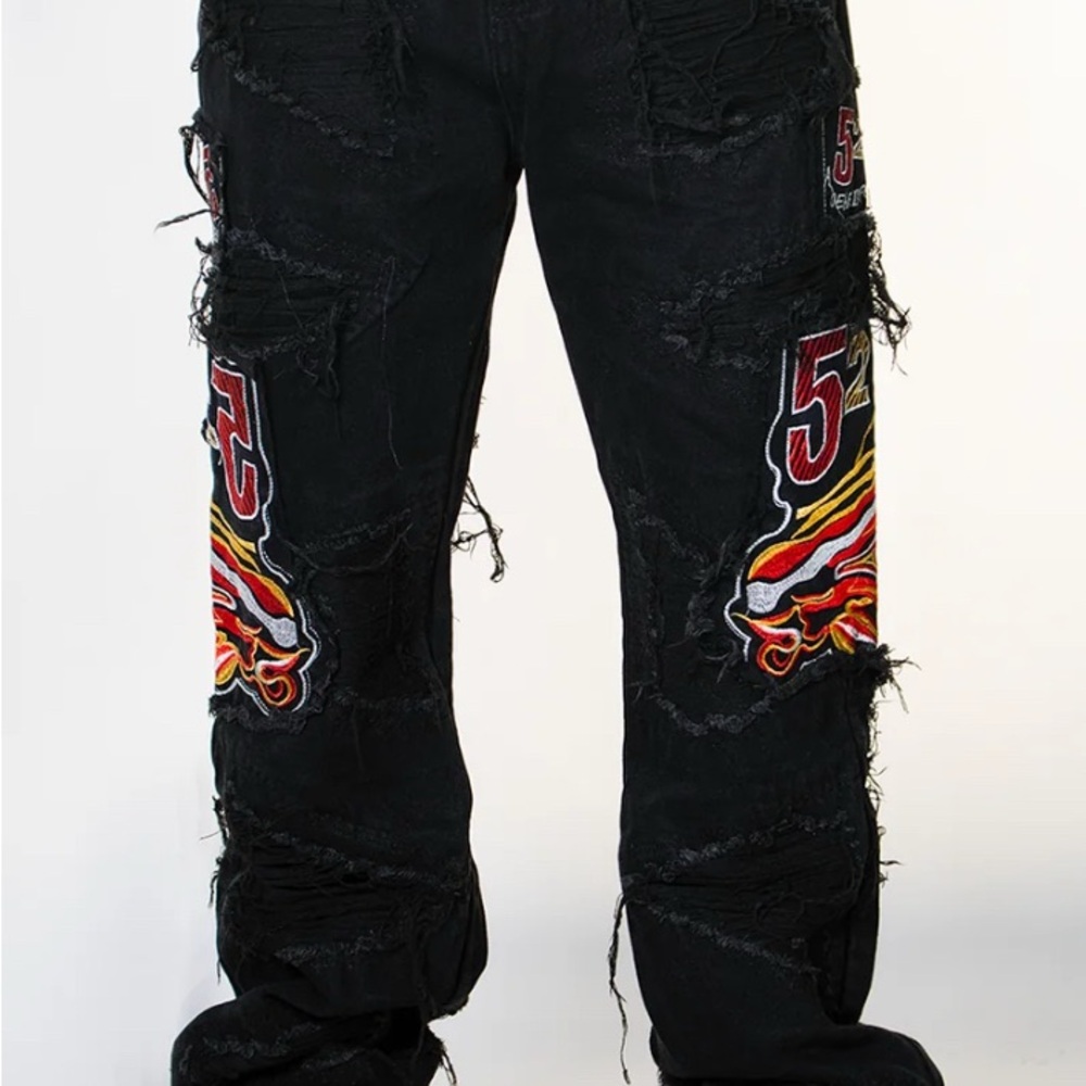 Watson Denim Baggy Balck Grey Vintage Wash Denim Jeans. Pants Distressed Sz‎ 28